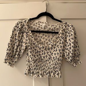 Topshop black and white flower top